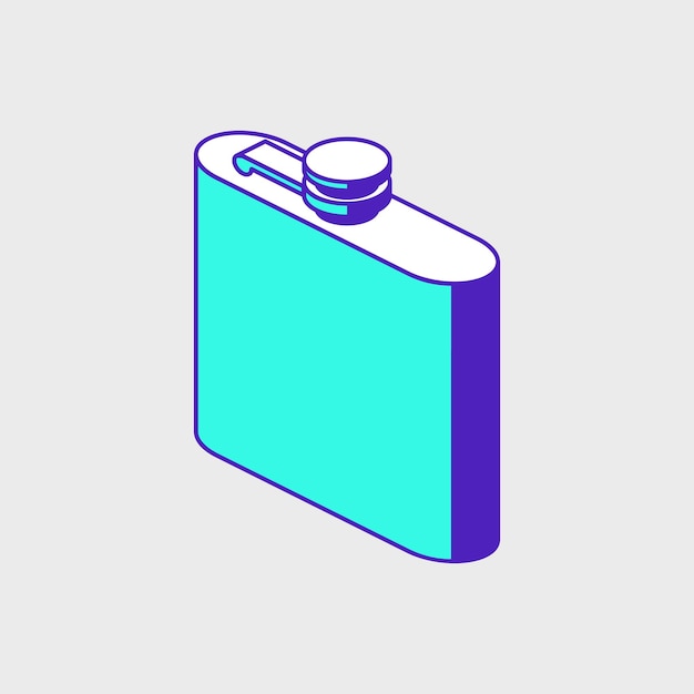 Pocket hip flask isometric vector icon illustration