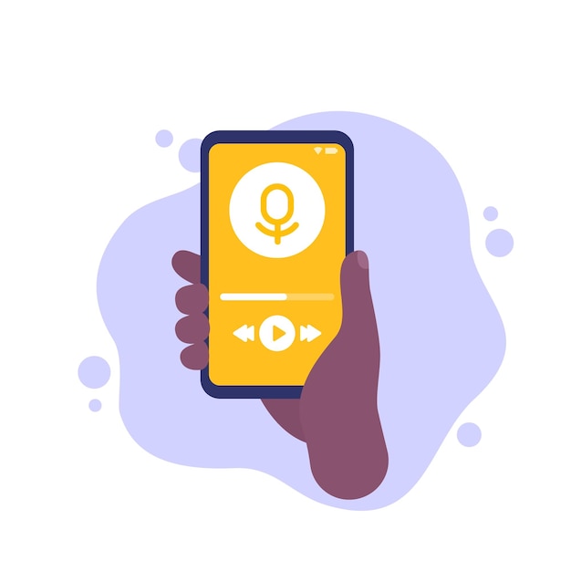 podcast app in a phone vector illustration