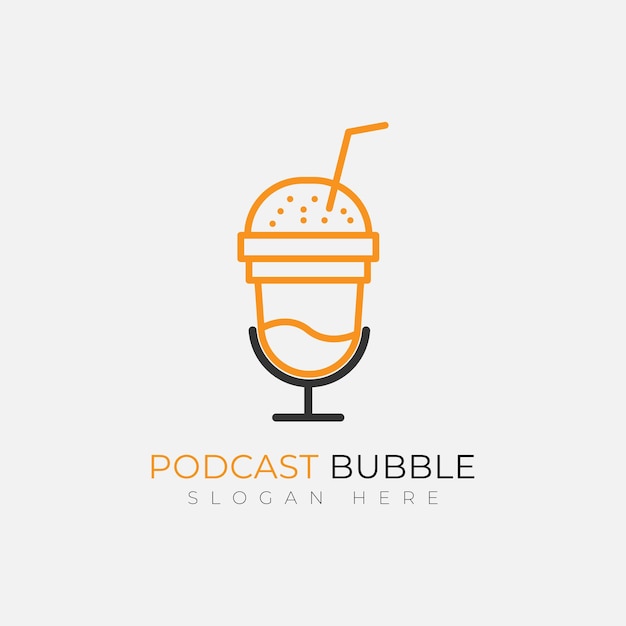 podcast bubble drink logo design template