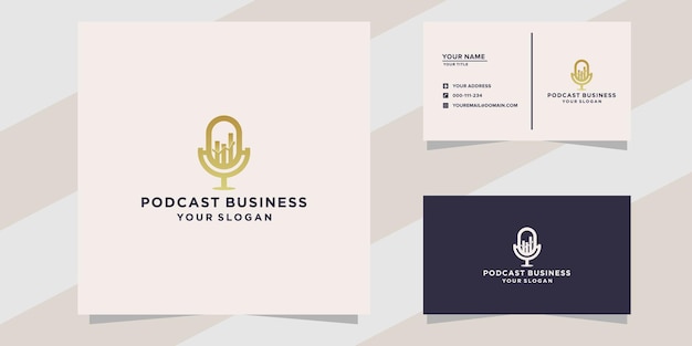 podcast business logo logo with business card template