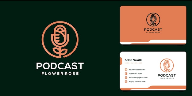 Podcast combination with flower rose luxurious design and business card