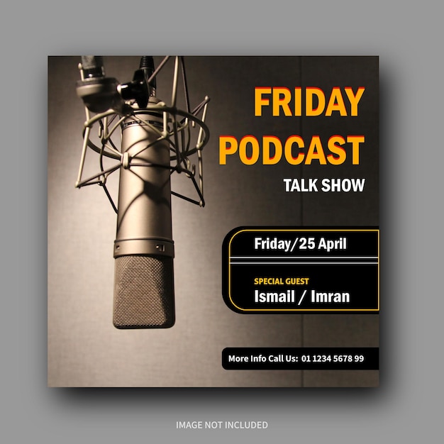 Podcast cover art template design vectors