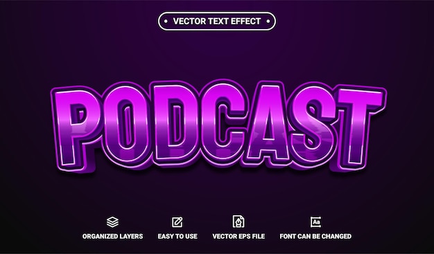 Podcast Editable Vector Text Effect