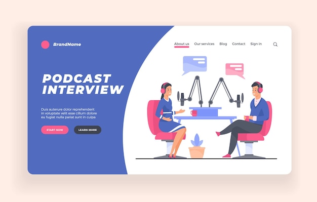 Podcast interview show advertising banner or poster template