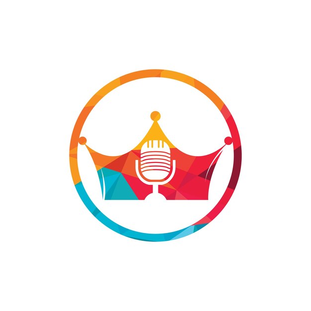 Podcast king vector logo design