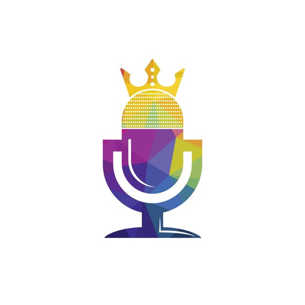 Podcast king vector logo design