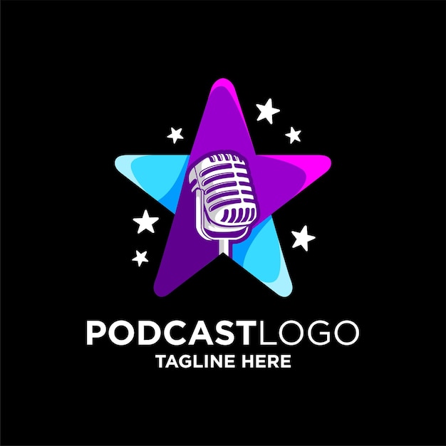 Podcast Logo Design Template Inspiration, Vector Illustration.