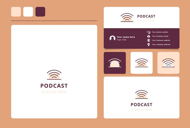 Podcast logo design with editable slogan branding book and