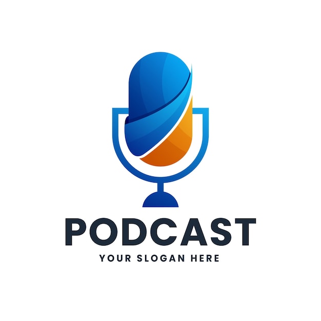 Podcast logo gradient vector icon illustration