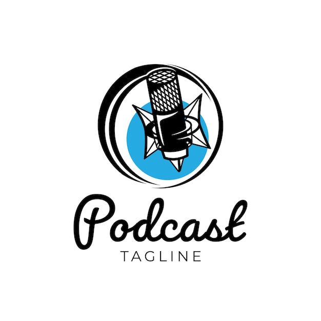 The podcast logo in a minimalist flat style in isolated against white background Simple podcast broadcasting radio icon