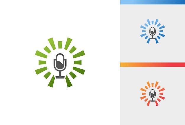 podcast logo set icon vector template illustration