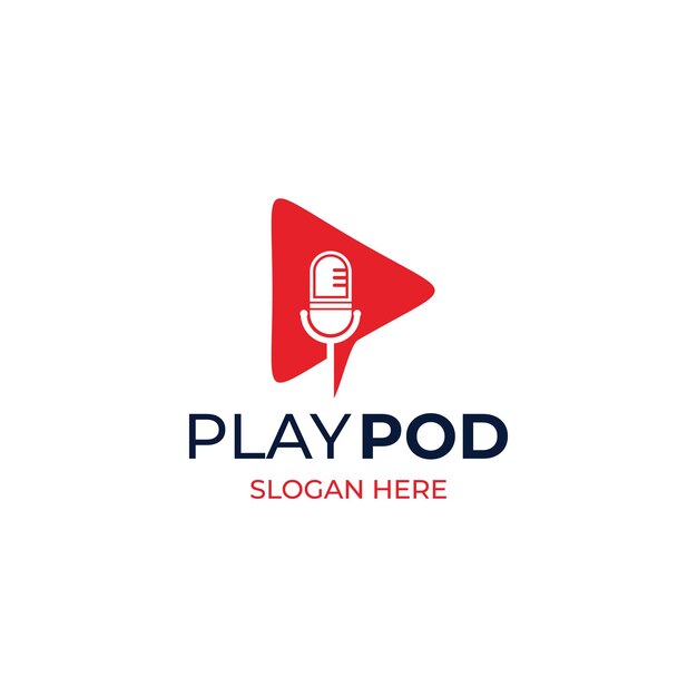 Podcast logo set play icon combination