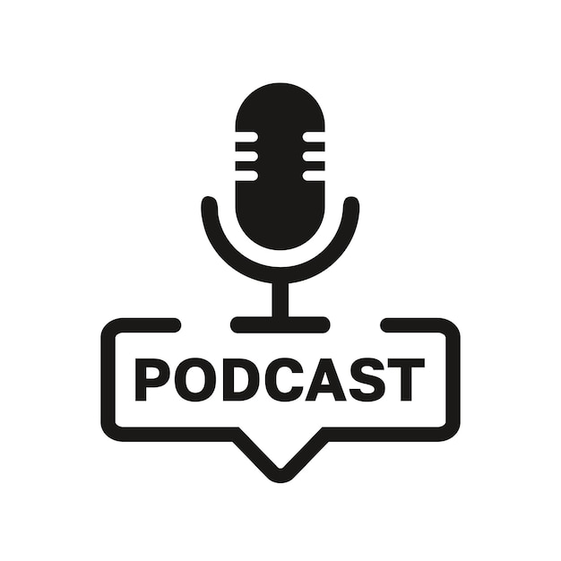 Podcast microphone. Trendy design. Podcast radio icon. Flat design microphone. Concept Podcast