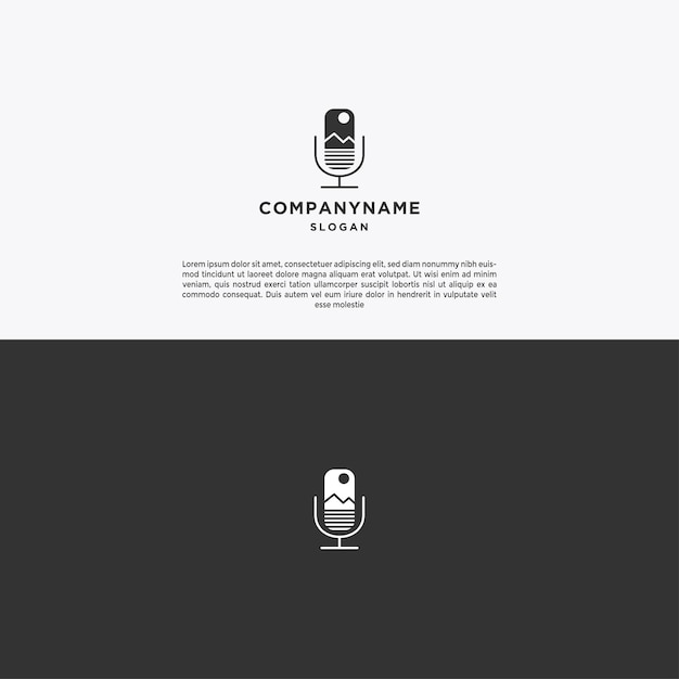 Podcast mountain logo icon design template