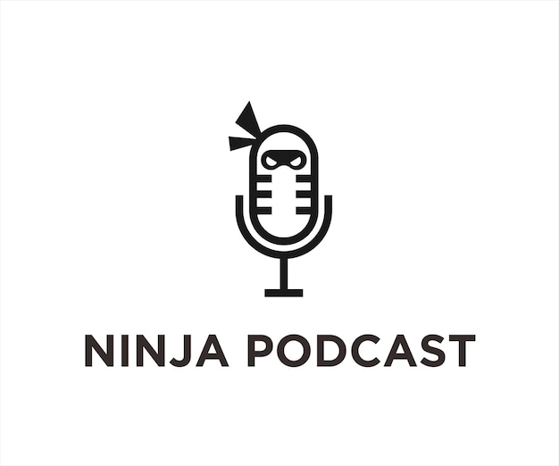 podcast ninja logo design vector illustration