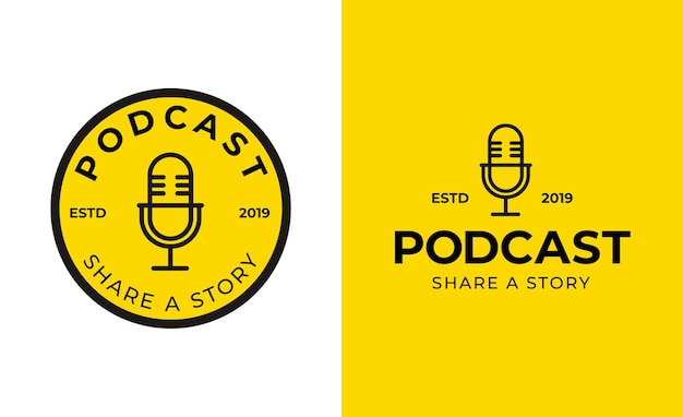 Podcast or Radio Logo design template vector