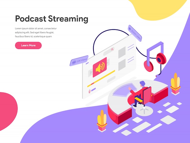 Podcast Streaming Isometric Illustration Concept