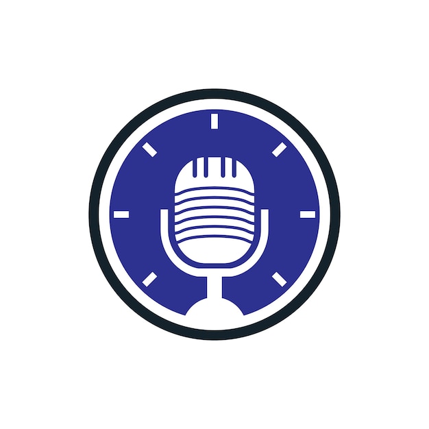 Podcast time vector logo design template