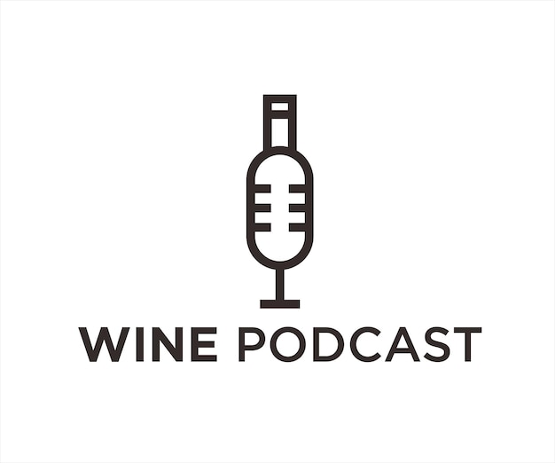 podcast wine logo design vector illustration