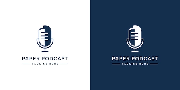 Podcast with paper style logo template