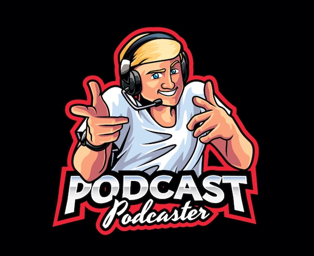 Podcaster Mascot Logo Design