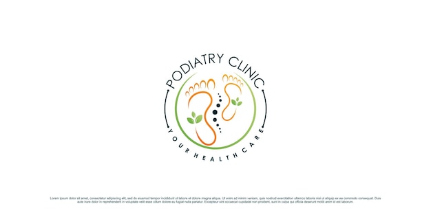 Podiatry clinic logo design for feet massage and spa with creative element Premium Vector