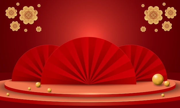 Podium and background for Chinese new yearChinese Festivals