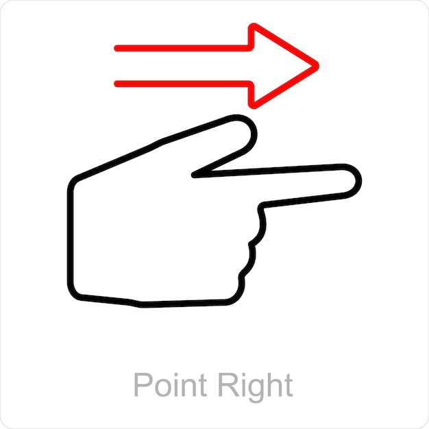 Point Right and way icon concept