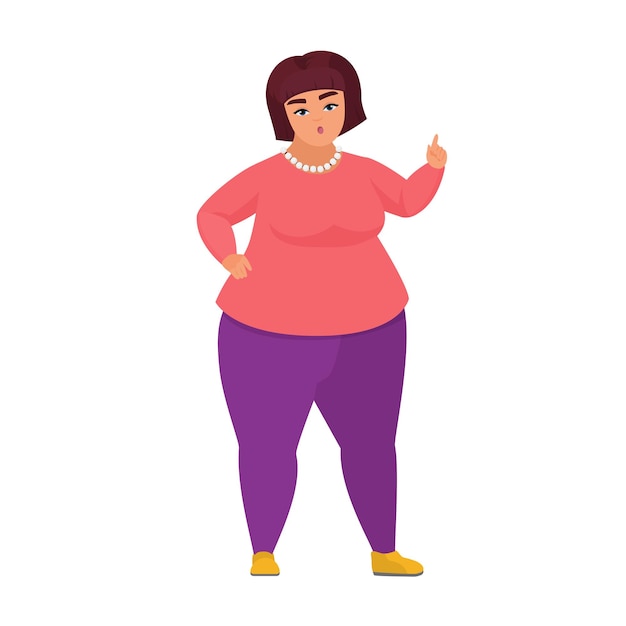 Pointing fat woman