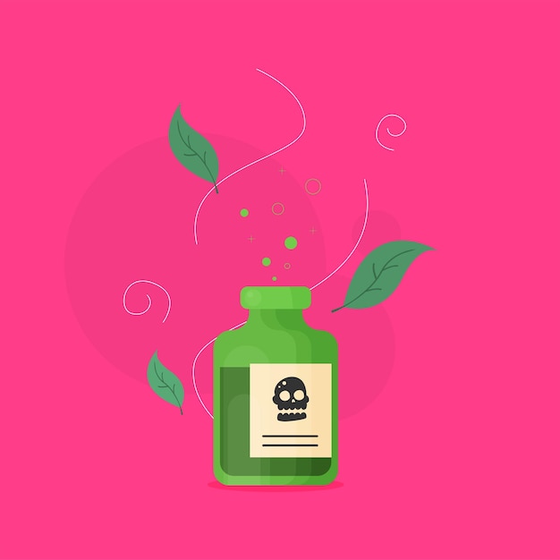 Poison bottle flat vector icon isolated on color background