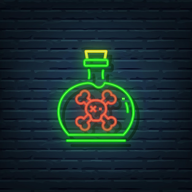 Poison Bottle Neon Sign Vector Elements