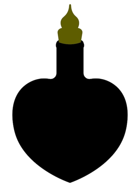 Poison bottle Silhouette Heart shaped vessel The bottle is closed with a green stopper