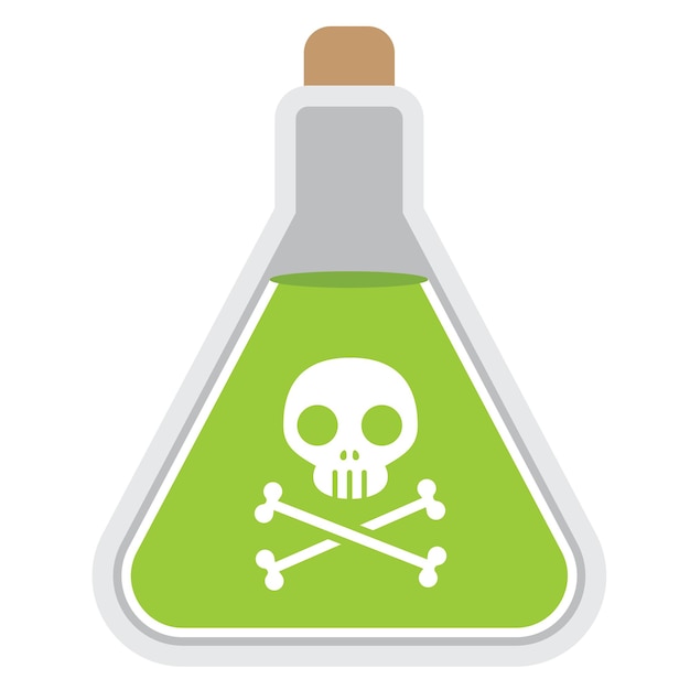 Poison green jar with skull sign icon