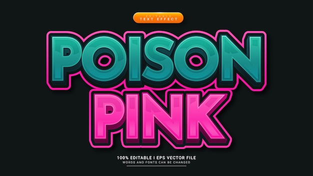 Poison pink cartoon 3d text style effect