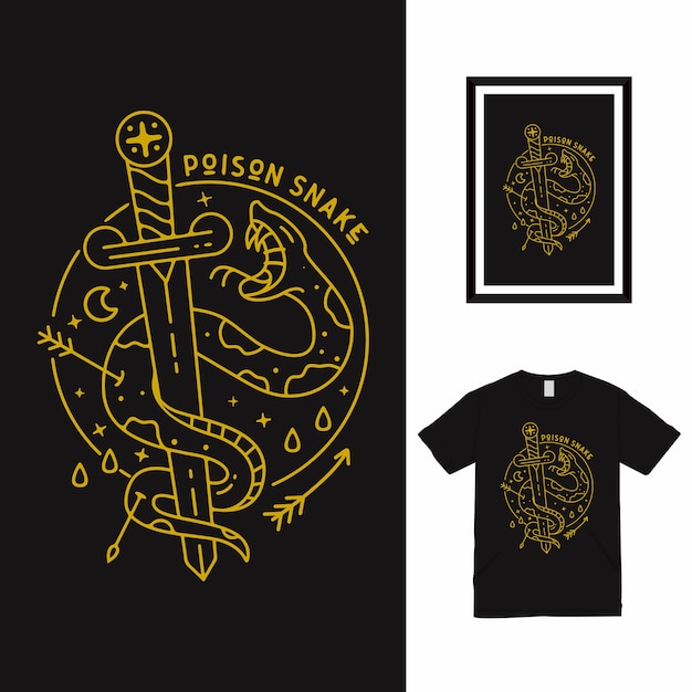 Poison Snake Line Art T shirt Design