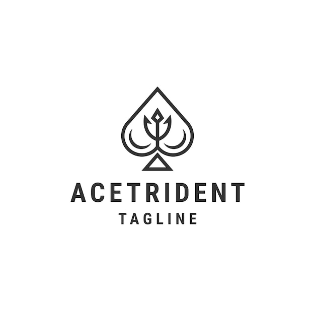 Poker ace trident line logo icon design template flat vector