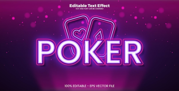 Poker editable text effect with Neon style