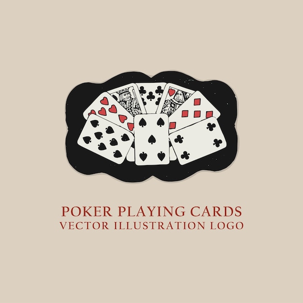 Vector poker playing cards retro logo old vintage illustration poster template design vector elements