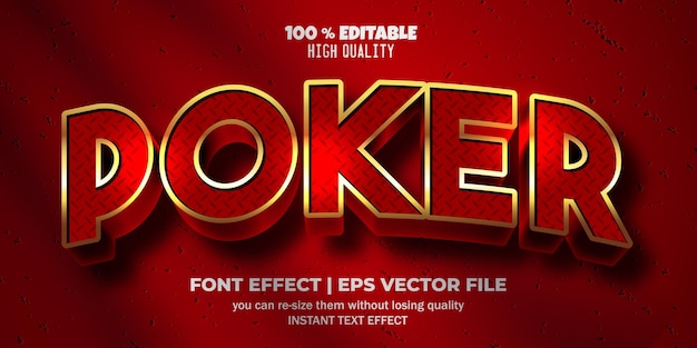 Poker text effect editable font