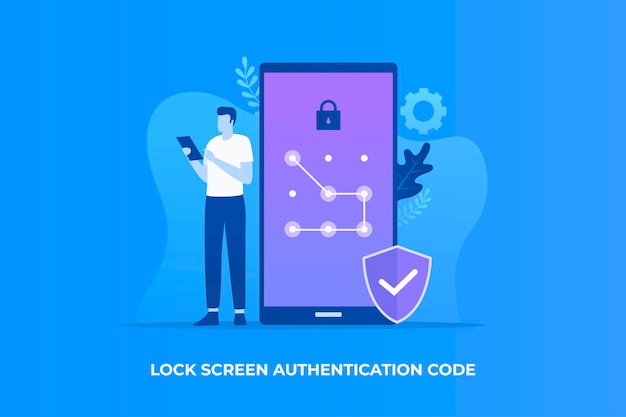 Pola lock screen illustration concept for websites landing pages