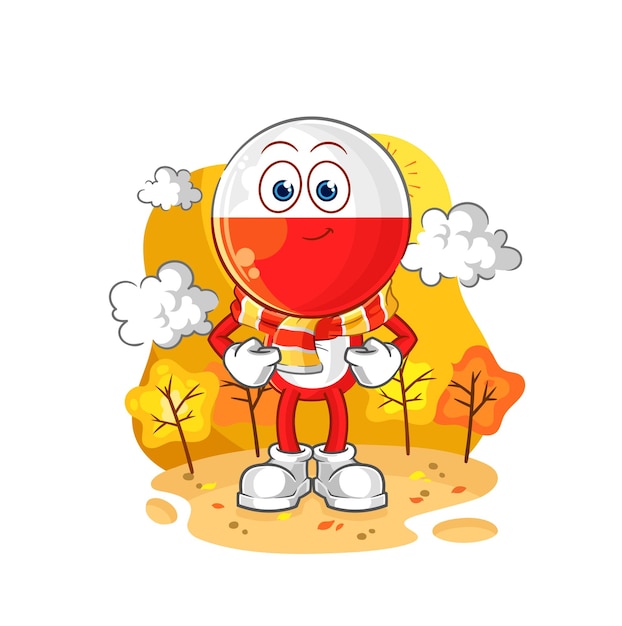 Poland in the autumn cartoon mascot vector