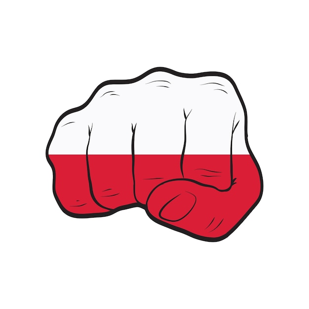 Poland flag on a clenched fist Strength Power Protest concept