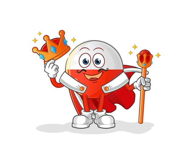 Poland flag king vector. cartoon character