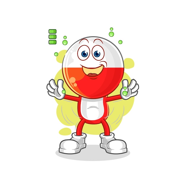 Poland full battery character cartoon mascot vector