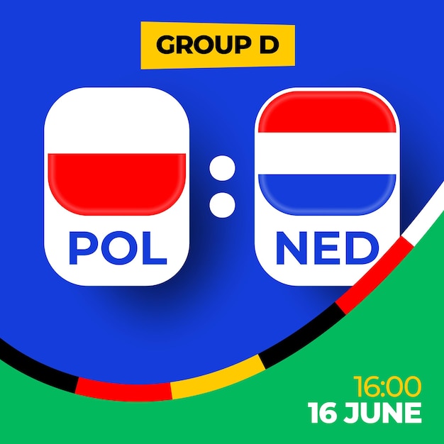 Poland vs Netherlands football 2024 match versus 2024 group stage championship match versus teams intro sport background championship competition