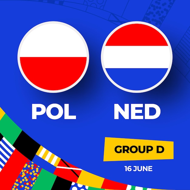 Poland vs Netherlands football 2024 match versus 2024 group stage championship match versus teams intro sport background championship competition