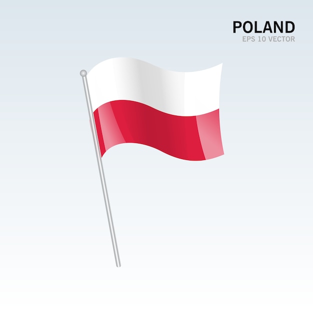 Poland waving flag isolated on gray background