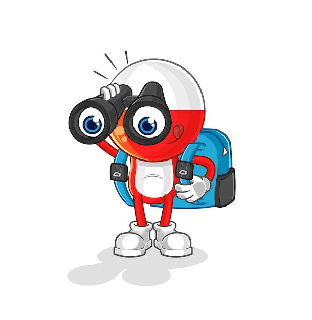 Poland with binoculars character cartoon mascot vector