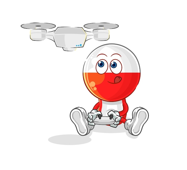 Poland with drone character cartoon mascot vector