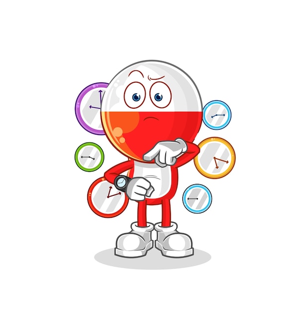 Poland with wristwatch cartoon cartoon mascot vector